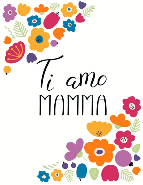 Kartkę Życzeniami Dzień Matki Odręczny Napis Cytat Kocham Cię Mama — Wektor stockowy