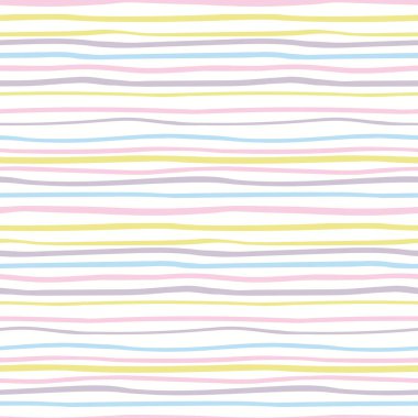 Beyaz arka planda pastel yatay çizgileri olan el çizimi, kusursuz geometrik vektör deseni. İskandinav tarzı düz tasarım. Paskalya Konsepti