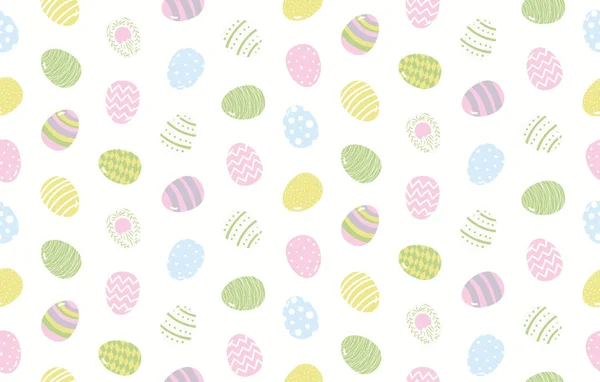 Hand Drawn Seamless Vector Pattern Cartoon Painted Eggs White Background — Stock Vector