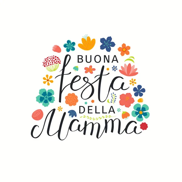 Ręcznie Rysowane Wektor Ilustracji Włoskiego Cytatu Liternictwo Happy Matki Day — Wektor stockowy