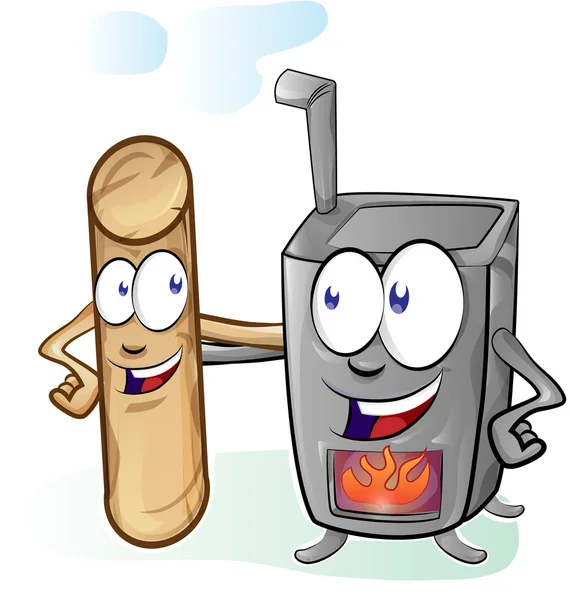 Fun stove and pellet cartoon — Stock Vector