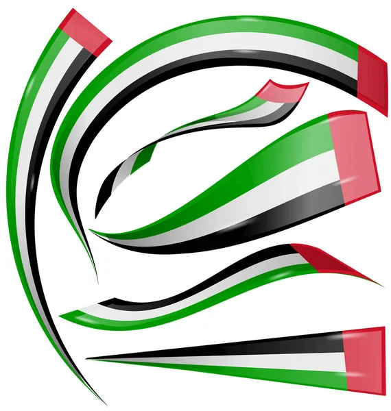 Förenade Arabemiraten-flaggan inställd isolerade på vit bakgrund — Stock vektor