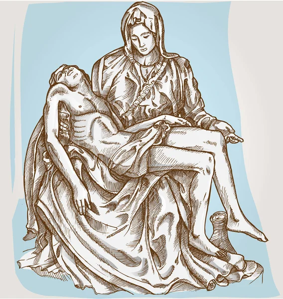 米开朗琪罗的圣母怜子图雕像 — 图库矢量图片