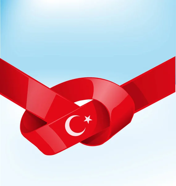 Turkije lint vlag op bue hemelachtergrond — Stockvector