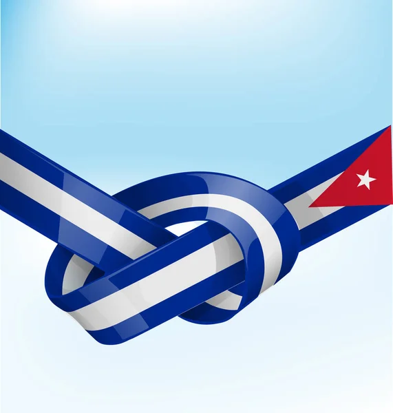 Cuba ribbon flag on bue sky background — Stock Vector