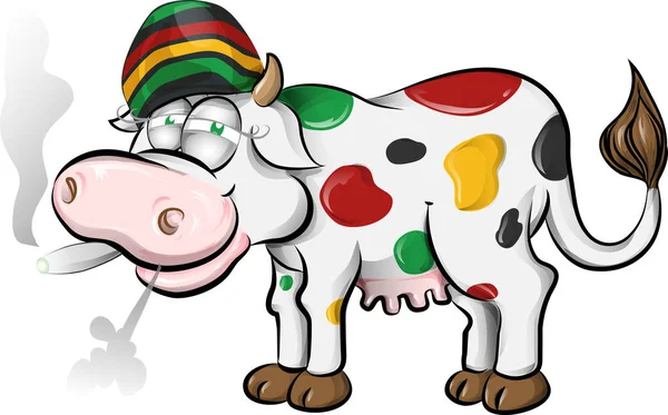 Jamaican cow cartoon — Stock Vector