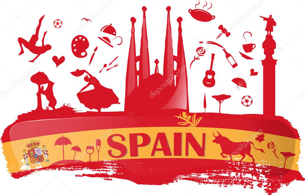 spain background with flag and symbol