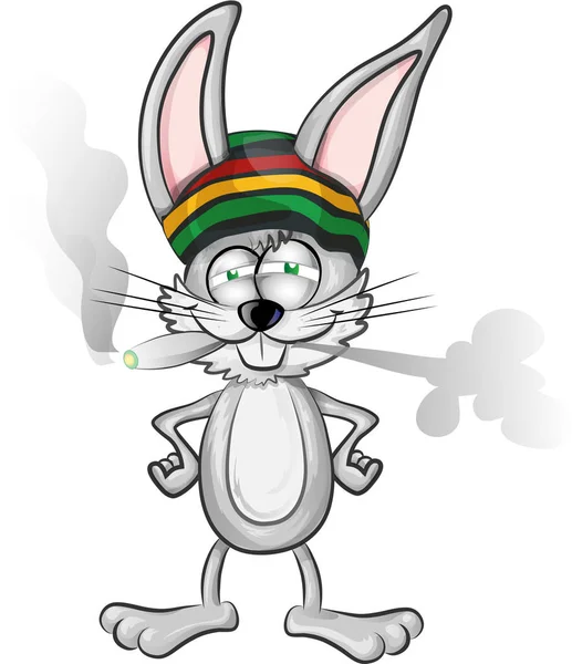 Funny jamaican rabbit cartoon — Stock Vector