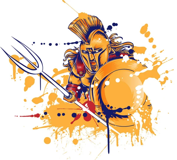 Римский воин с трезубцем — стоковый вектор