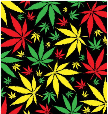  Siyah arka planda Jamaika marihuana deseni