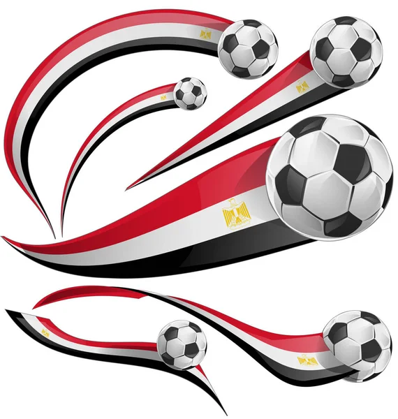 Egypt flag set with soccer ball — Stock Vector