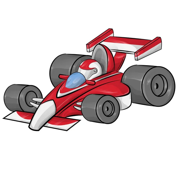 Divertido coche de carreras fórmula de dibujos animados — Vector de stock