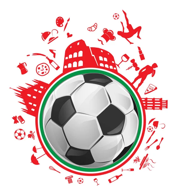 Futbol topu İtalyan simgesiyle — Stok Vektör
