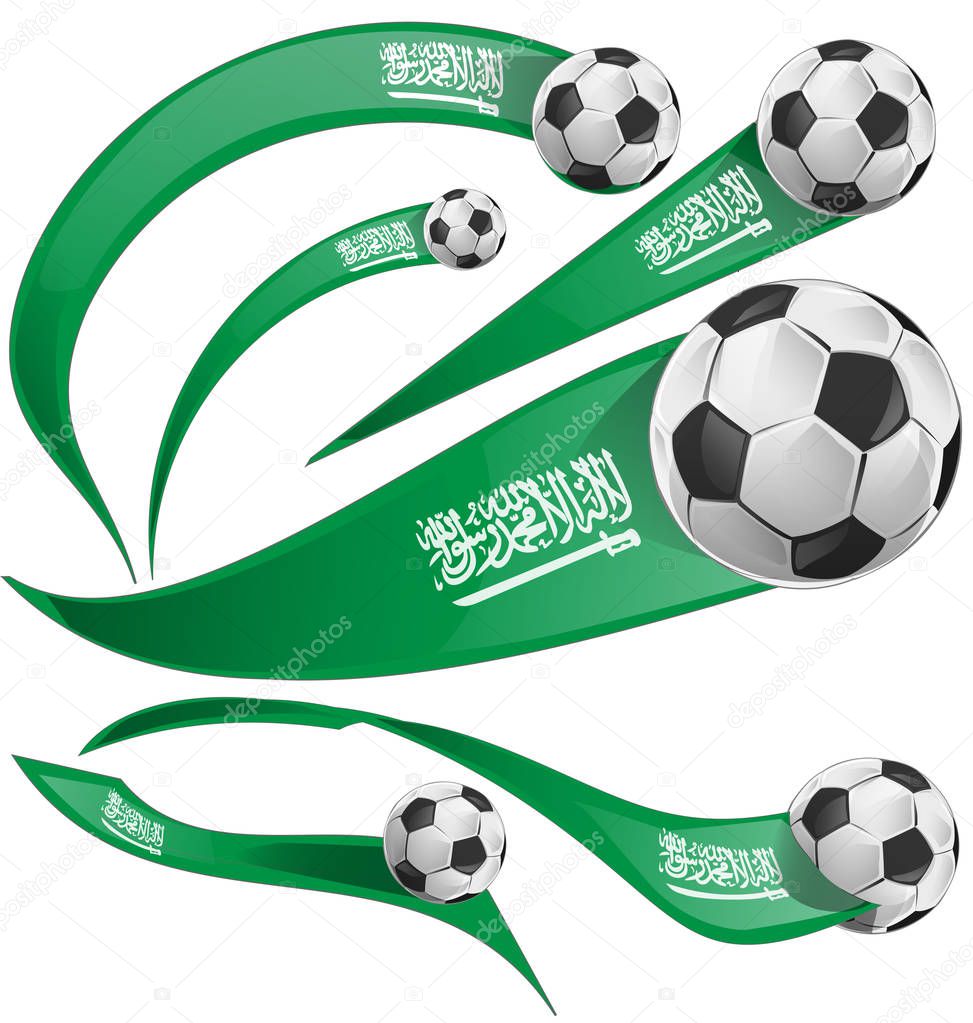 Saudi Arabia flag set with soccer ball