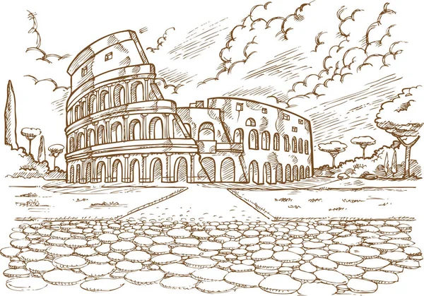 Намалюйте боку Колізей — стоковий вектор
