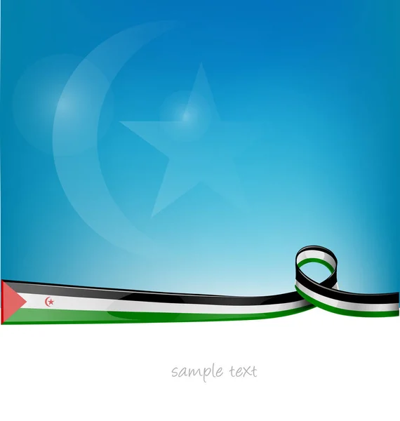 Bandiera del nastro sahara occidentale su sfondo cielo blu — Vettoriale Stock