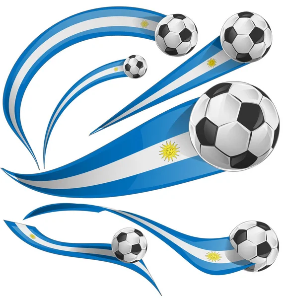 Uruguay flag set with soccer ball — Stock Vector