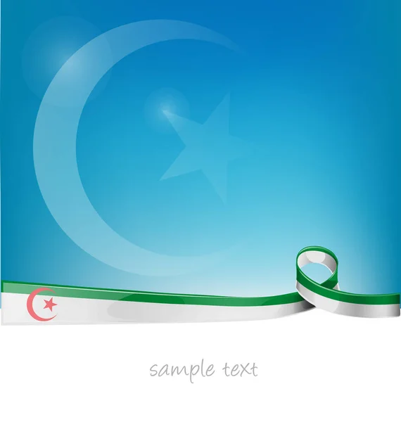 Bandera de cinta de algeria sobre fondo de cielo azul — Vector de stock