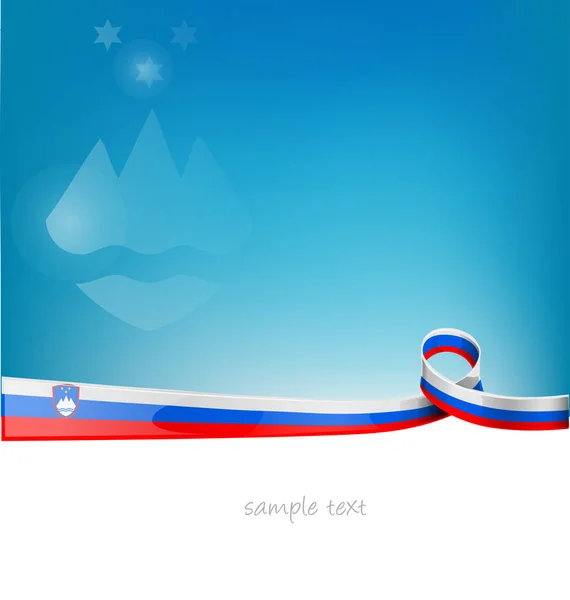 Slovenia ribbon flag on blue sky background — Stock Vector