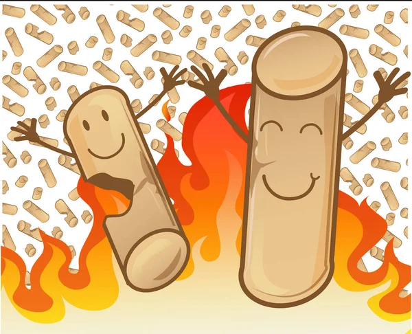 Couple of cheerful pellets on flame background — Stock Vector