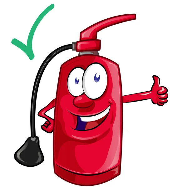 Cartoon mascot  of fire extinguisher . illustration — Stock Vector