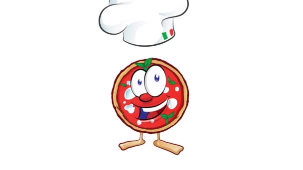 Divertida Pizza Dibujos Animados Con Sombrero Pulgar Hacia Arriba — Vídeo de stock