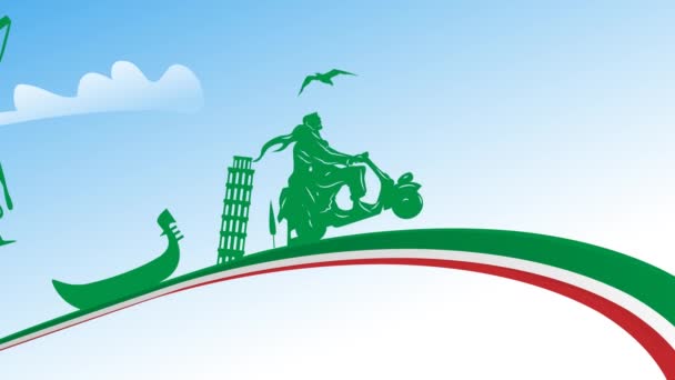 Arka Planda Talyan Anıtlarında Çift Olan Motosiklet — Stok video