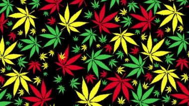 Siyah arka planda Jamaika marihuana deseni