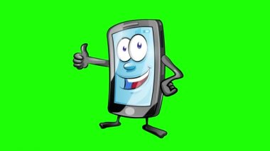 Baş parmaklı eğlenceli cep telefonu karikatürü