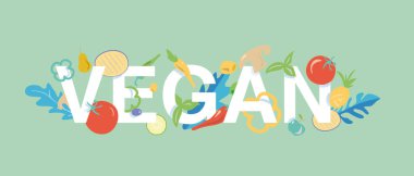 Gıda ikonlu vejetaryen pankartı.