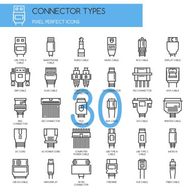 Connector Types , Thin Line and Pixel Perfect Icons clipart