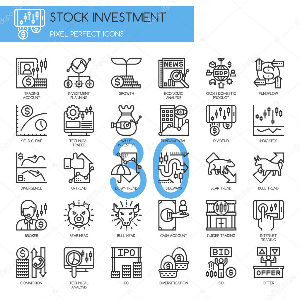 Stock Investment , Thin Line and Pixel Perfect Icons