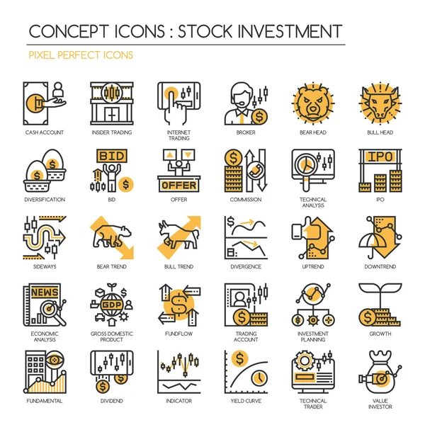 Iconos de inversión en acciones — Archivo Imágenes Vectoriales