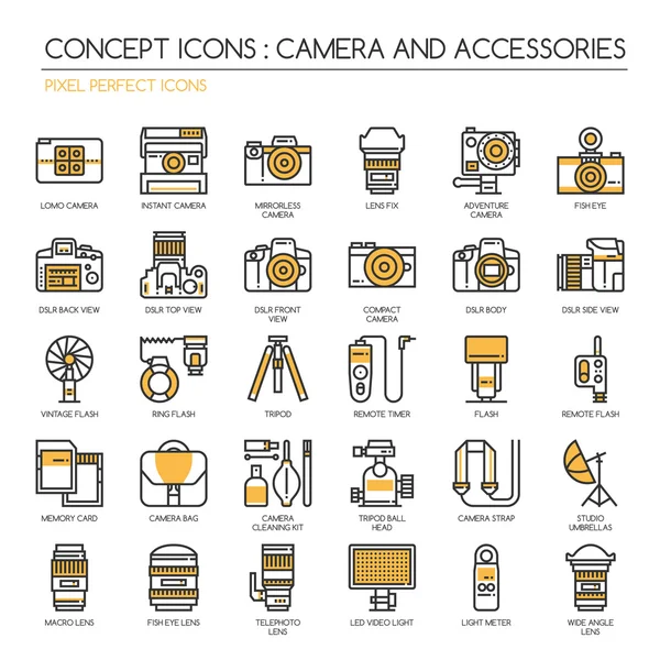 Ícones de câmera e acessórios —  Vetores de Stock