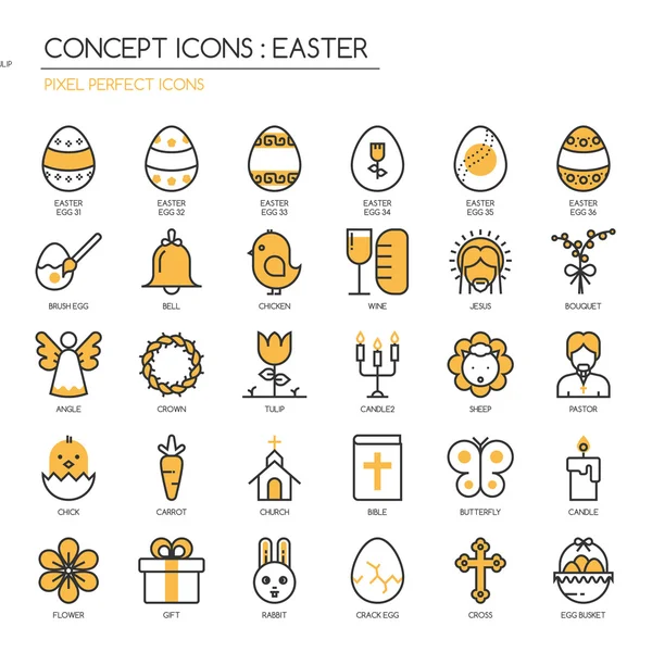 Conjunto de iconos de línea fina Pascua — Vector de stock