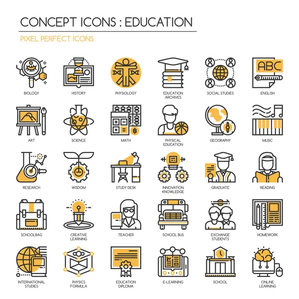 Educación Thin Line iconos — Archivo Imágenes Vectoriales