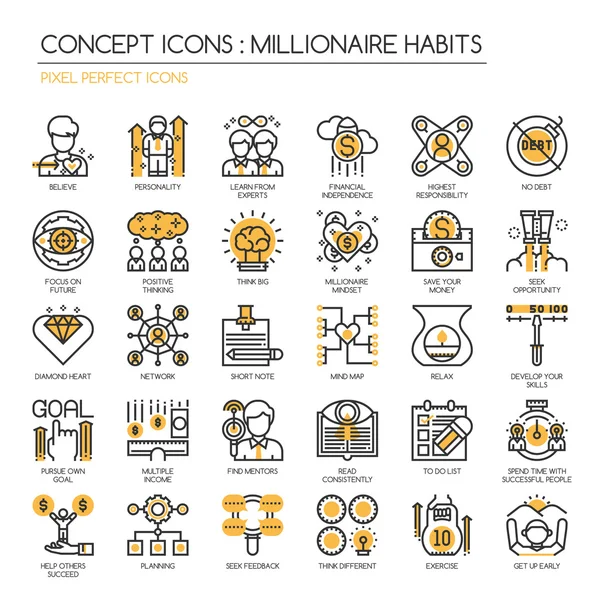 Millionaire Habits Icons — Stock vektor