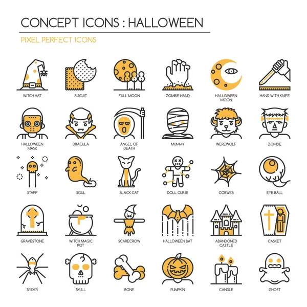 Halloween tenká linie ikony — Stockový vektor