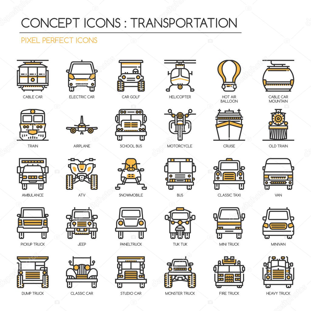 Transportation Thin Line Icons