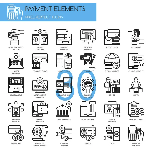 Paiement, icônes d'argent Éléments — Image vectorielle