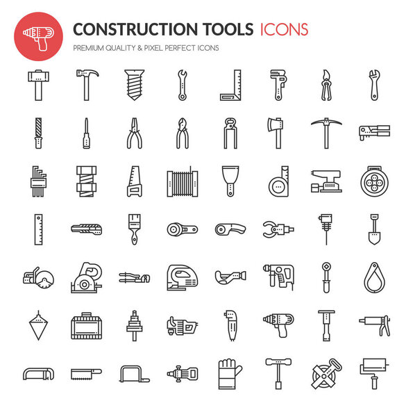Construction and repair tools icons set 