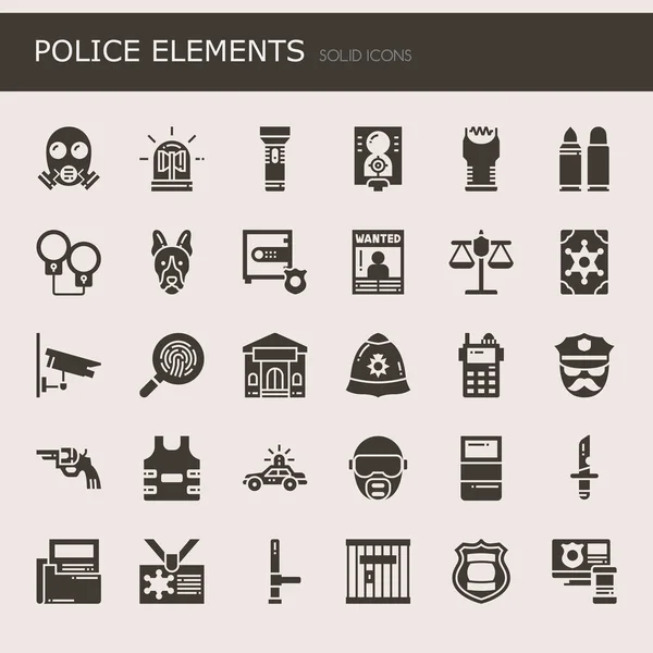 Полицейские элементы, тонкая линия и Pixel Perfect Icons — стоковый вектор