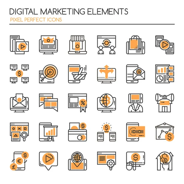 Digital marketing Elements  , Thin Line and Pixel Perfect Icons — Stock Vector