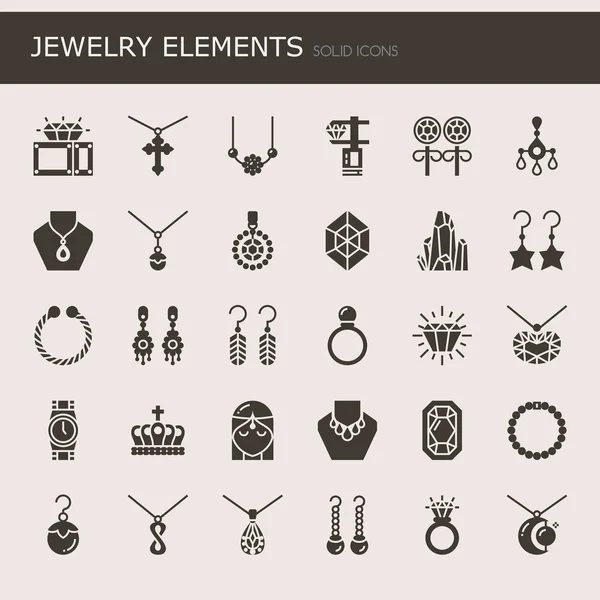 珠宝首饰元素、 细线和像素完美图标 — 图库矢量图片