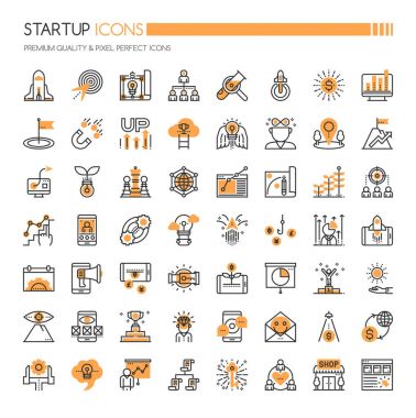 Başlangıç öğesi simgeleri, ince çizgi ve piksel mükemmel simgeler