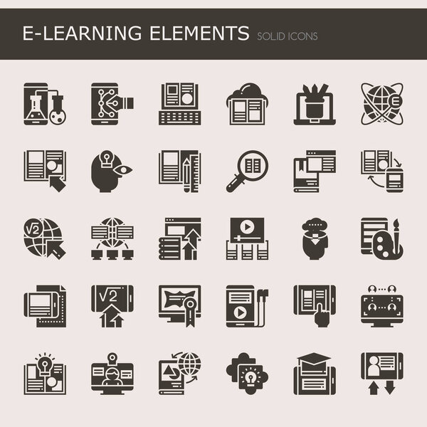 E-learning Elements , Thin Line and Pixel Perfect Icons