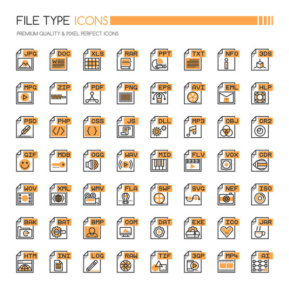 File Type Icons , Thin Line and Pixel Perfect Icons