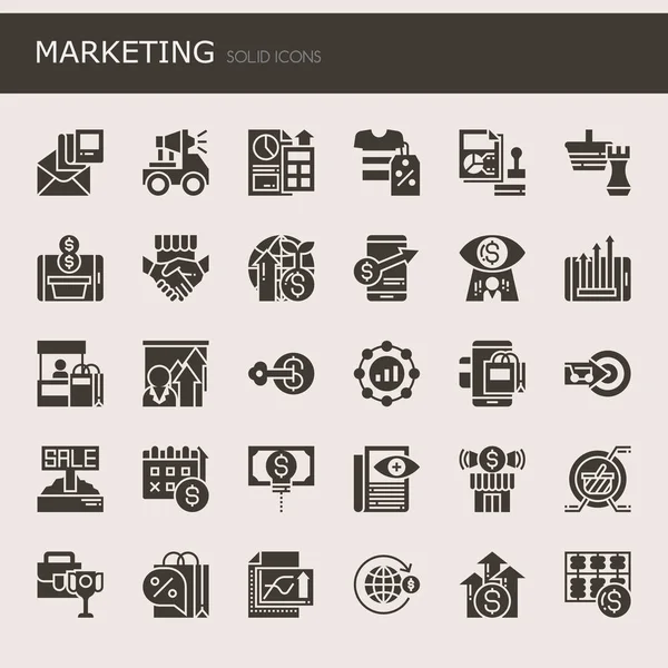 Marketing elemek, a vékony vonal és a Pixel tökéletes ikonok — Stock Vector