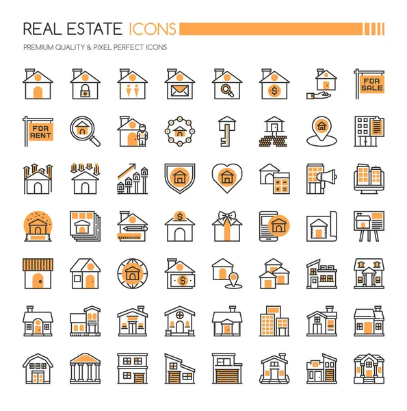 Real Estate Icons , Thin Line and Pixel Perfect Icons — Stock Vector