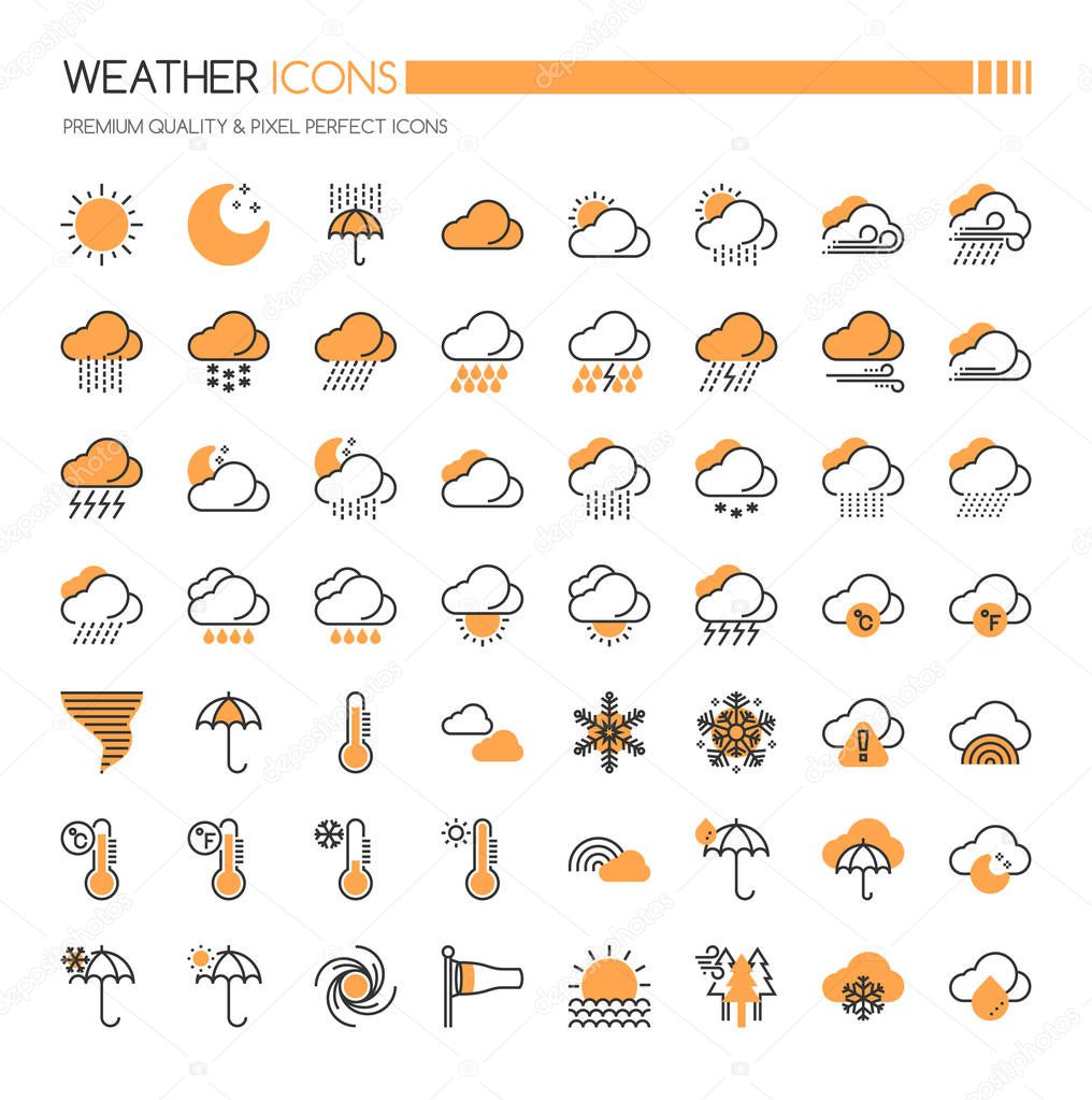 Weather Element Icons , Thin Line and Pixel Perfect Icons